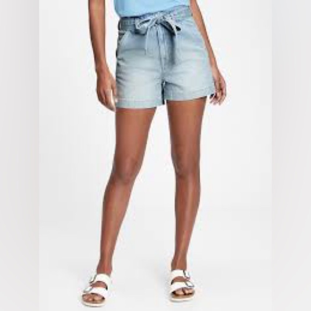 Banana Republic Denim Shorts 16 33 34 17 Light Wash Blue Tie Waist high rise